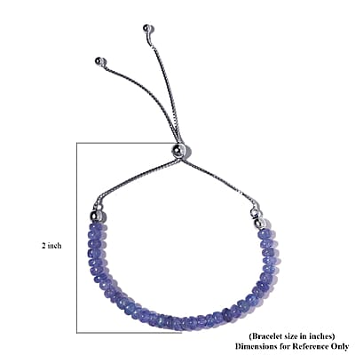 Tanzanite Beaded Bolo Bracelet in Platinum Over Sterling Silver 14.40 ctw