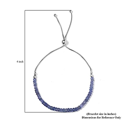 Tanzanite Beaded Bolo Bracelet in Platinum Over Sterling Silver 14.40 ctw