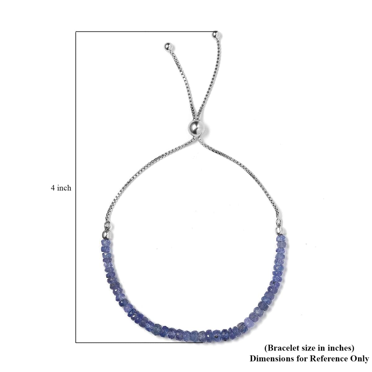Tanzanite Beaded Bolo Bracelet in Platinum Over Sterling Silver 14.40 ctw image number 4