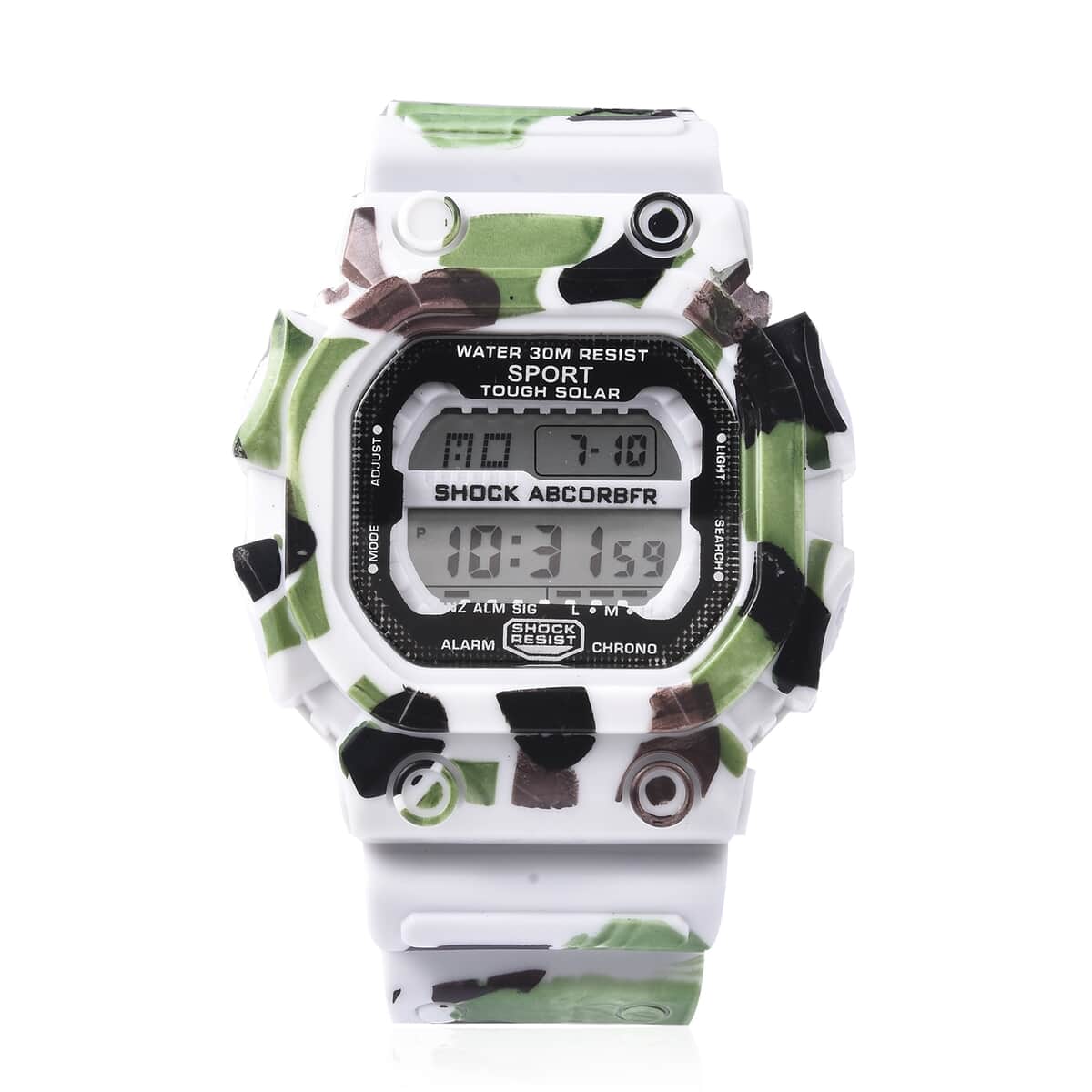 STRADA LED Multi Functional White Camouflage Electronic Watch with Stainless Steel Back image number 0