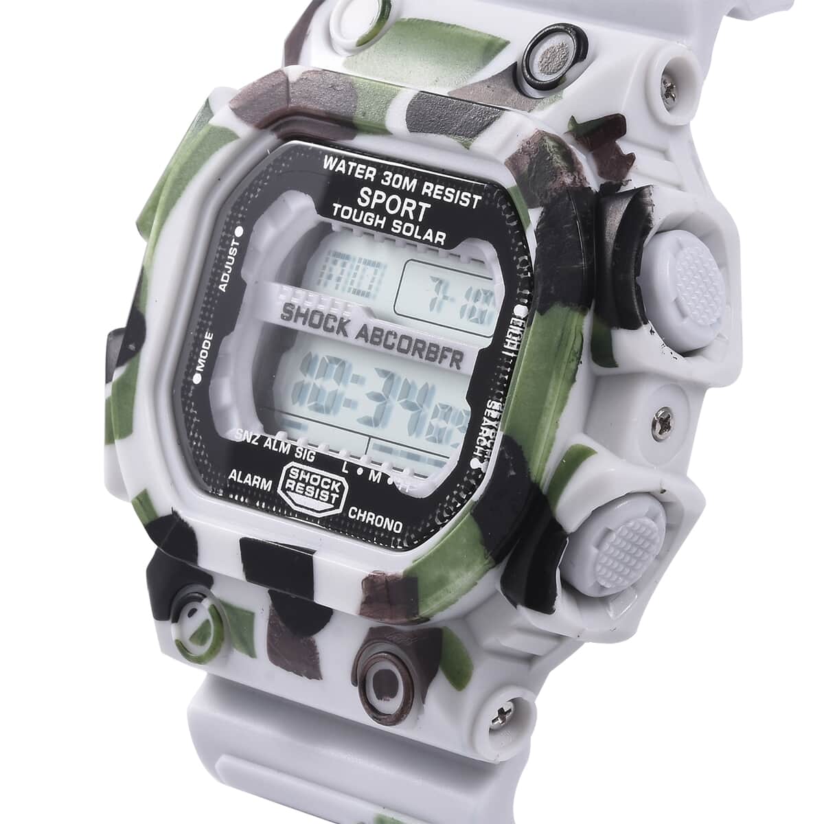 STRADA LED Multi Functional White Camouflage Electronic Watch with Stainless Steel Back image number 2