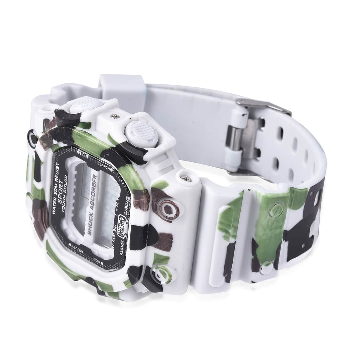 STRADA LED Multi Functional White Camouflage Electronic Watch with Stainless Steel Back image number 4