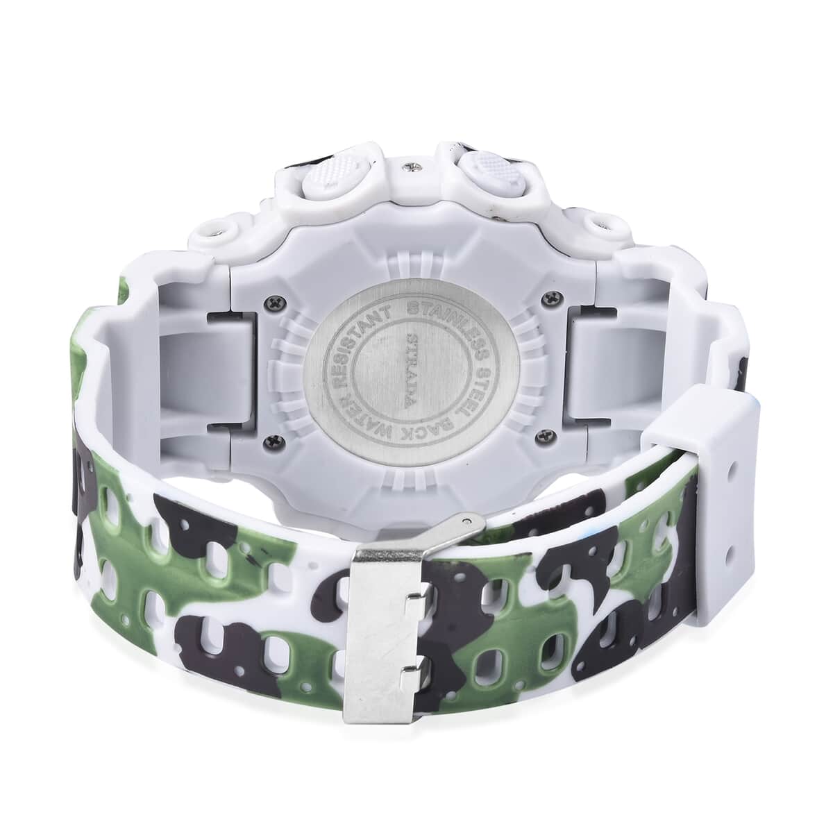 STRADA LED Multi Functional White Camouflage Electronic Watch with Stainless Steel Back image number 5