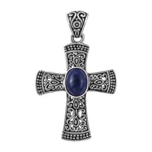 BALI LEGACY Lapis Lazuli Cross Pendant in Sterling Silver 2.34 ctw