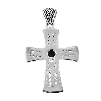 Bali Legacy Lapis Lazuli Cross Pendant without Chain in Sterling Silver 2.34 ctw