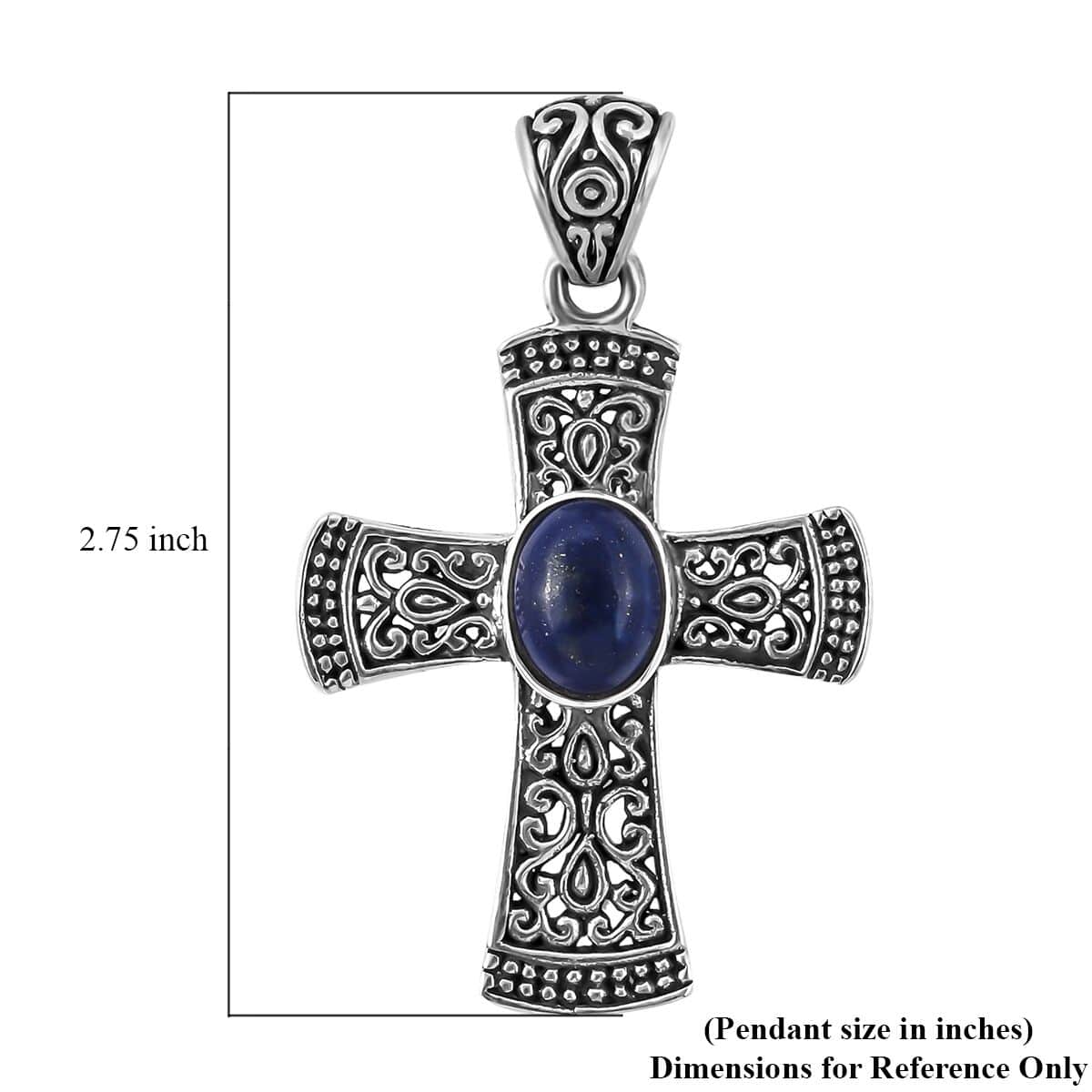 Bali Legacy Lapis Lazuli Cross Pendant in Sterling Silver 2.34 ctw image number 5