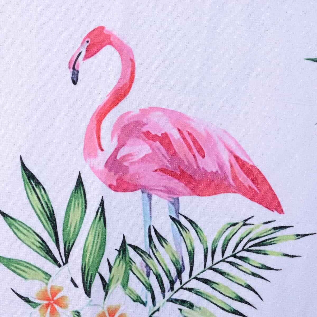 White, Flamingo Pattern Beach Towel (Polyester) image number 2