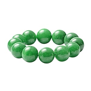 Green Jade 15-17mm Beaded Stretch Bracelet 620.00 ctw
