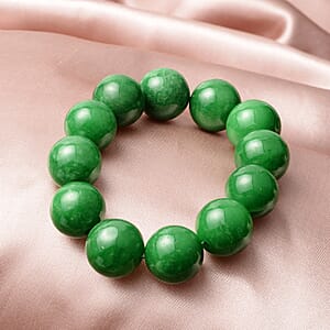 Green Jade 15-17mm Beaded Stretch Bracelet 620.00 ctw