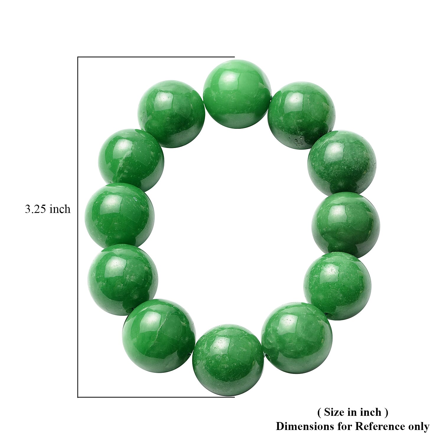 Green Jade 15-17mm Beaded Stretch Bracelet 620.00 ctw