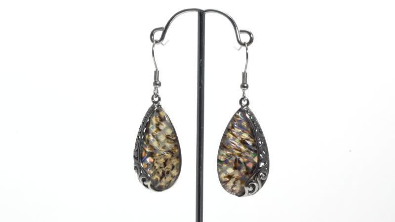 Abalone Shell Earrings in Black Oxidized Stainless Steel