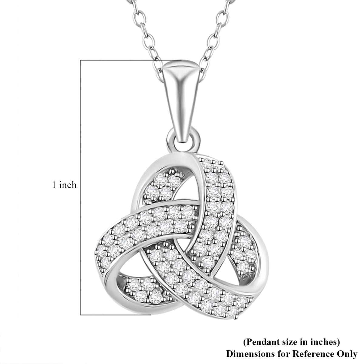 Lustro Stella 0.57 ctw Premium Cubic Zirconia Knotted Loop Pendant Necklace 18 Inch in Platinum Over Sterling Silver image number 5