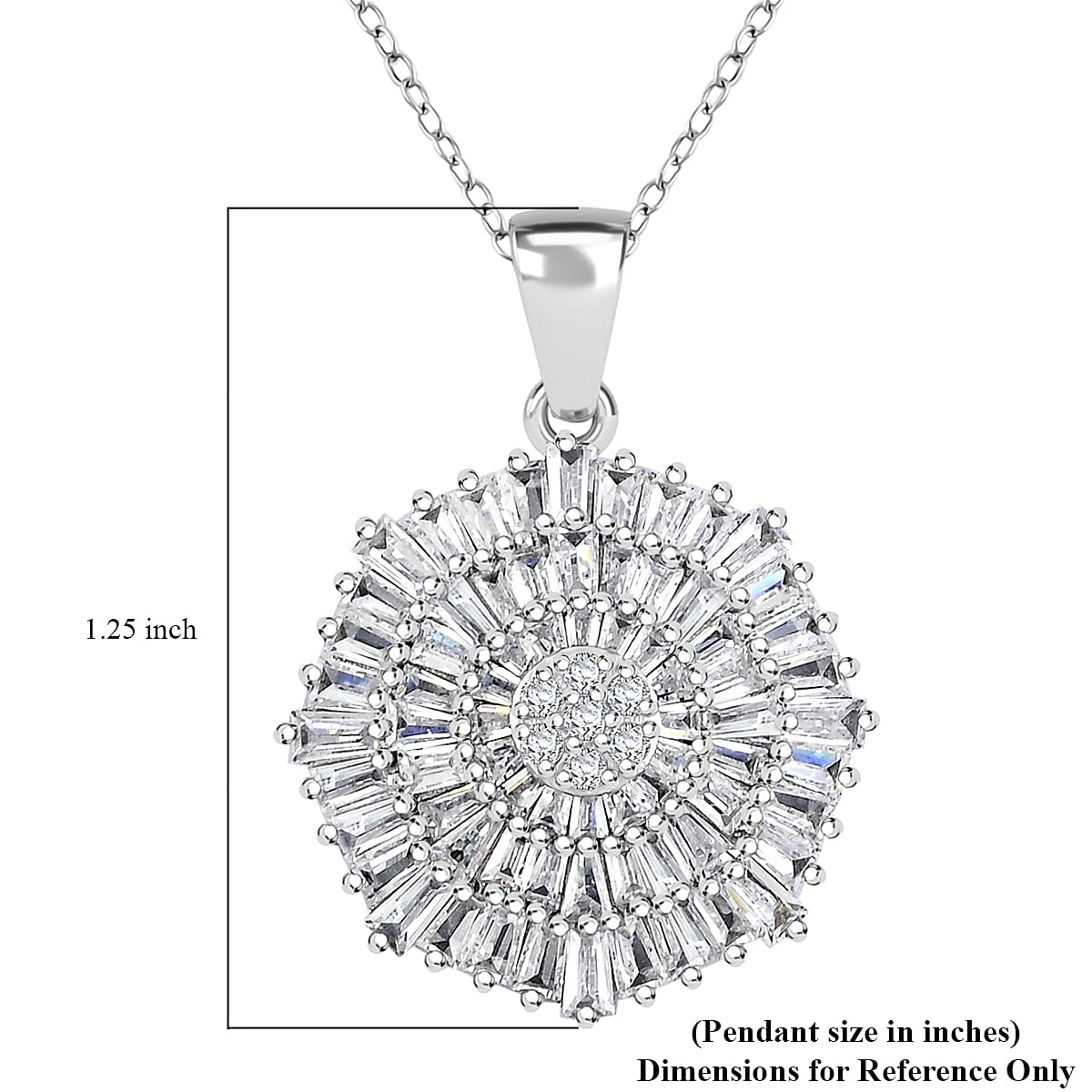 Lustro Stella Premium Cubic Zirconia Pendant Necklace (18 in) in Platinum Over Sterling Silver (7.21 g) 4.12 ctw