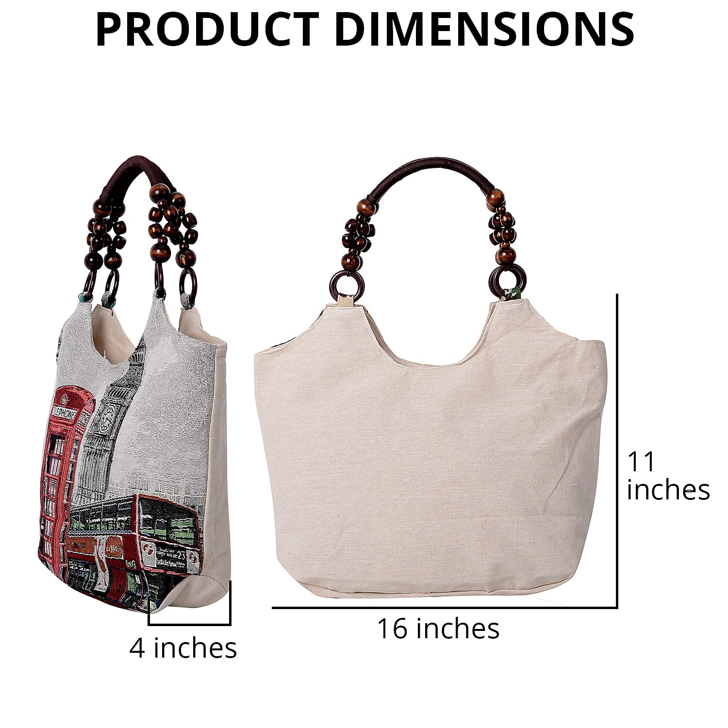Gray, London Theme Pattern Jute Hobo Tote Bag