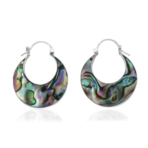 Abalone Shell Hoop Earrings in Sterling Silver