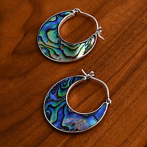 Abalone Shell Hoop Earrings in Sterling Silver