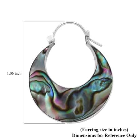 Abalone Shell Hoop Earrings in Sterling Silver image number 3