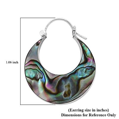 Abalone Shell Bold Hoop Earrings in Sterling Silver