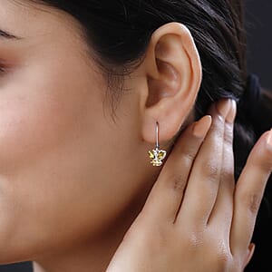 Brazilian Citrine 0.65 ctw Dangle Drop Earrings in Stainless Steel Sterling Silver, Citrine Butterfly Earrings, Unique Birthday Gifts For Women