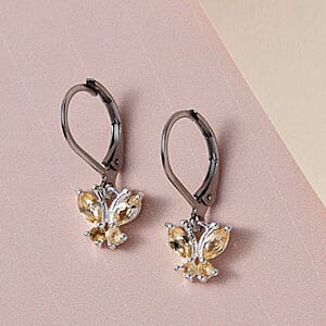 Brazilian Citrine 0.65 ctw Dangle Drop Earrings in Stainless Steel Sterling Silver, Citrine Butterfly Earrings, Unique Birthday Gifts For Women