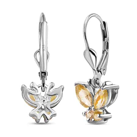 Brazilian Citrine Dangle Drop Earrings in Stainless Steel Sterling Silver, Citrine Butterfly Earrings, Unique Birthday Gifts For Women 0.65 ctw image number 5