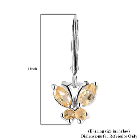 Brazilian Citrine Dangle Drop Earrings in Stainless Steel Sterling Silver, Citrine Butterfly Earrings, Unique Birthday Gifts For Women 0.65 ctw image number 6