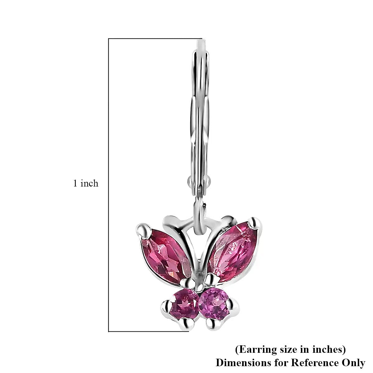 D'Joy Orissa Rhodolite Garnet 1.00 ctw Earrings, Butterfly Earrings, Stainless Steel & Sterling Silver Earrings, Garnet Butterfly Earrings
