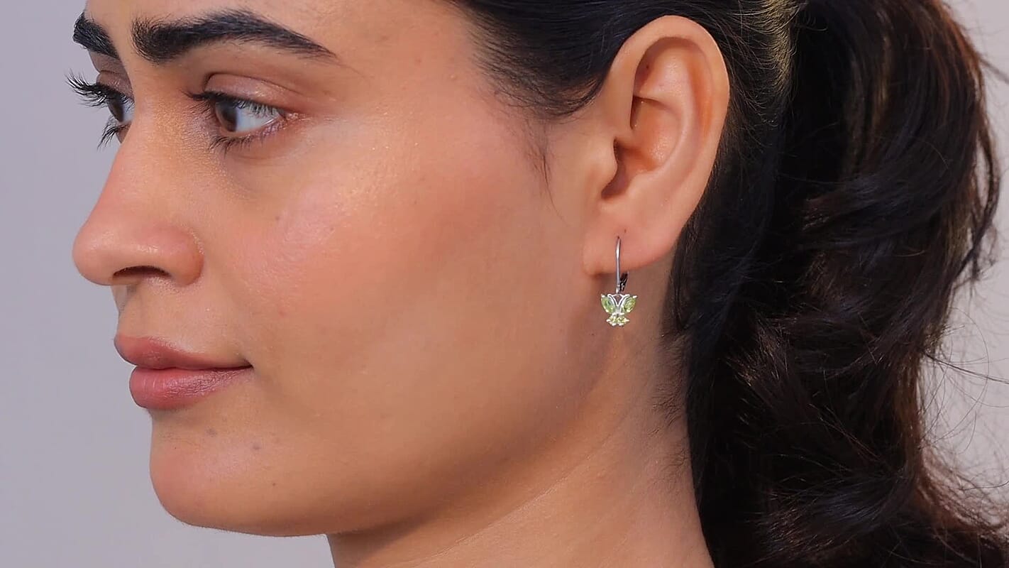 Brazilian Citrine 0.65 ctw Dangle Drop Earrings in Stainless Steel Sterling Silver, Citrine Butterfly Earrings