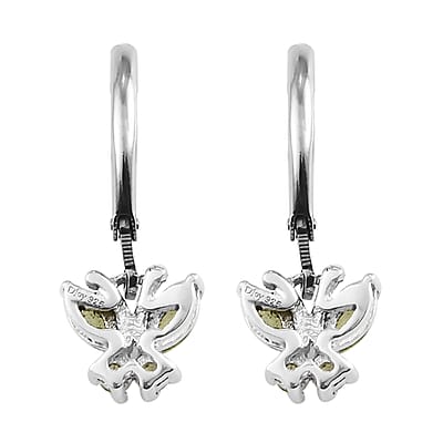D'Joy Peridot 0.80 ctw Butterfly Earrings in Sterling Silver with Stainless Steel Lever Back