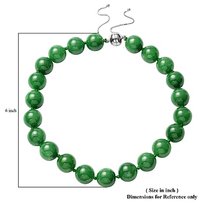 Green Jade 15-17mm Beads Adjustable Necklace 18-24 Inches in Sterling Silver with Magnetic Clasp 1006.80 ctw