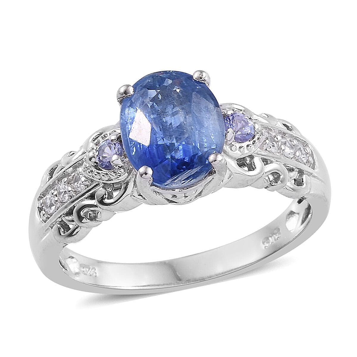 Kashmir Kyanite and Multi Gemstone 3.50 ctw Ring in Platinum Over Sterling Silver (Size 10.0)
