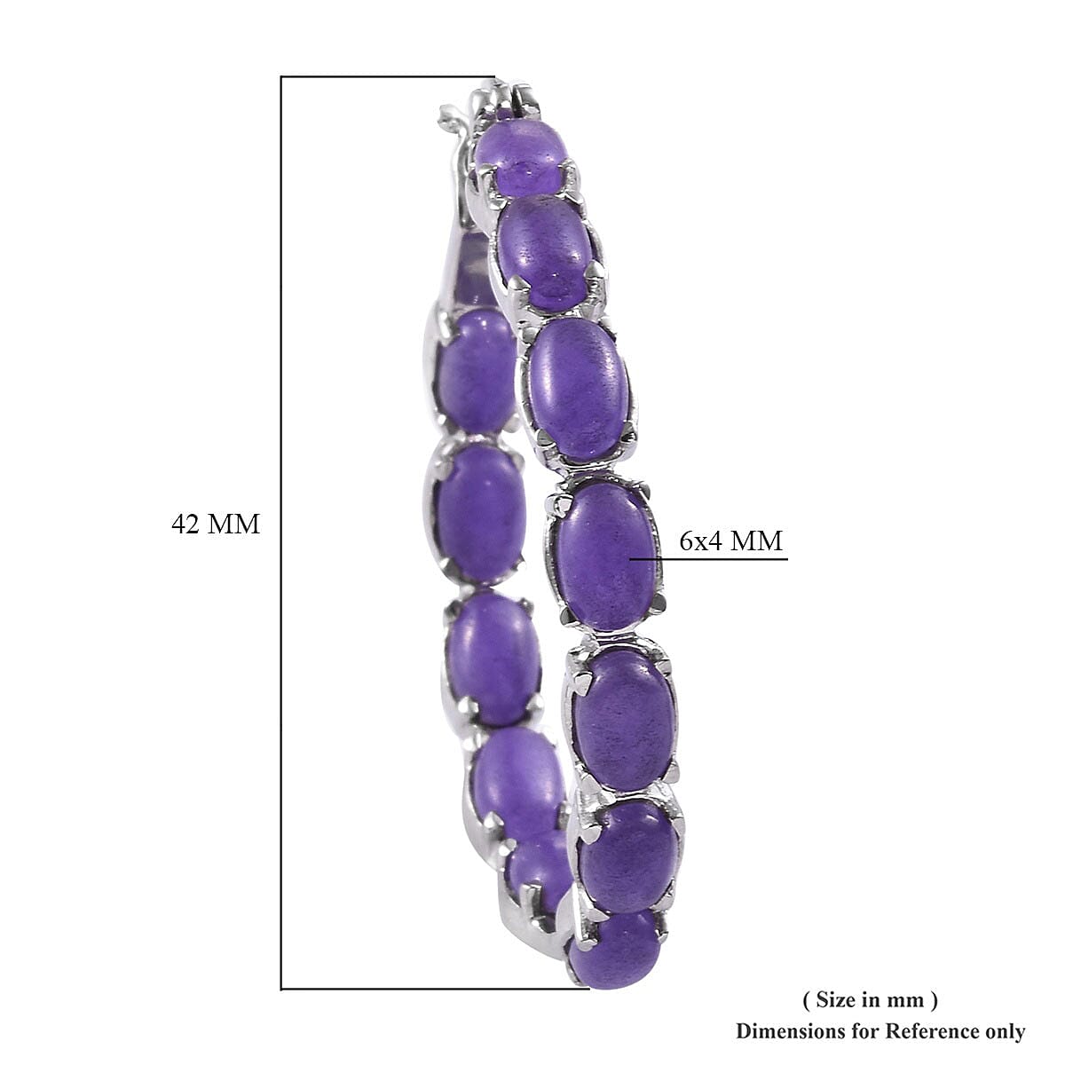 Purple Jade (D) Inside Out Hoop Earrings in Stainless Steel 15.30 ctw