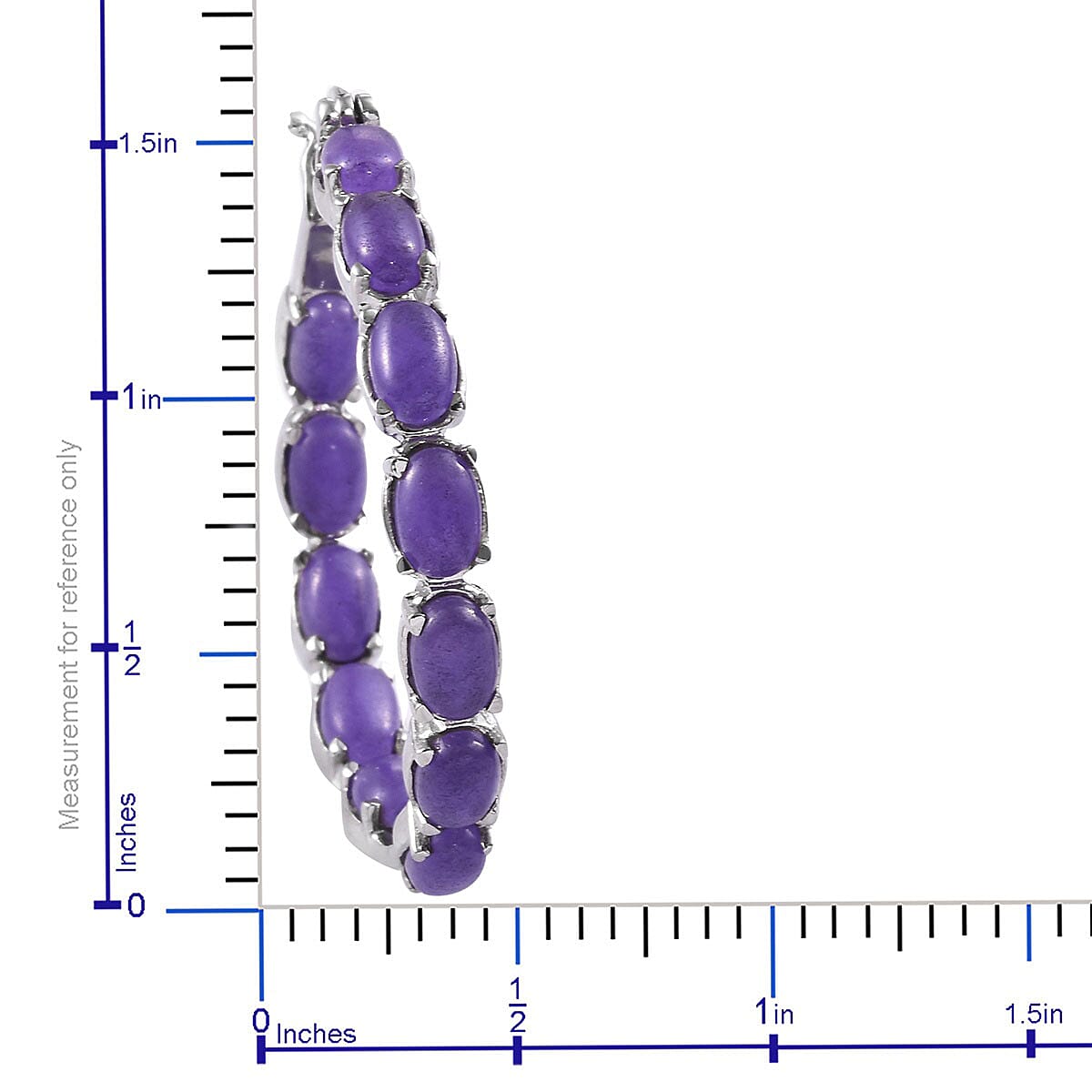 Purple Jade (D) Inside Out Hoop Earrings in Stainless Steel 15.30 ctw