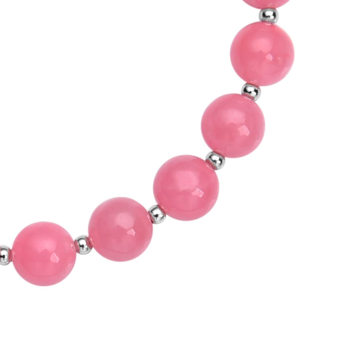 Pink Jade (D) Bead Bracelet| Silver Bolo Bracelet| Anniversary Gifts For Her 70.00 ctw image number 3