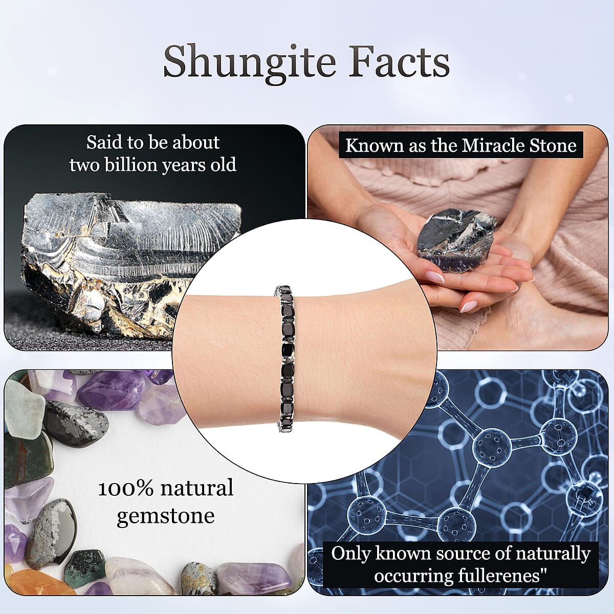 Shungite Bracelet in Platinum Over Sterling Silver (7.25 In) 17.75 ctw image number 4