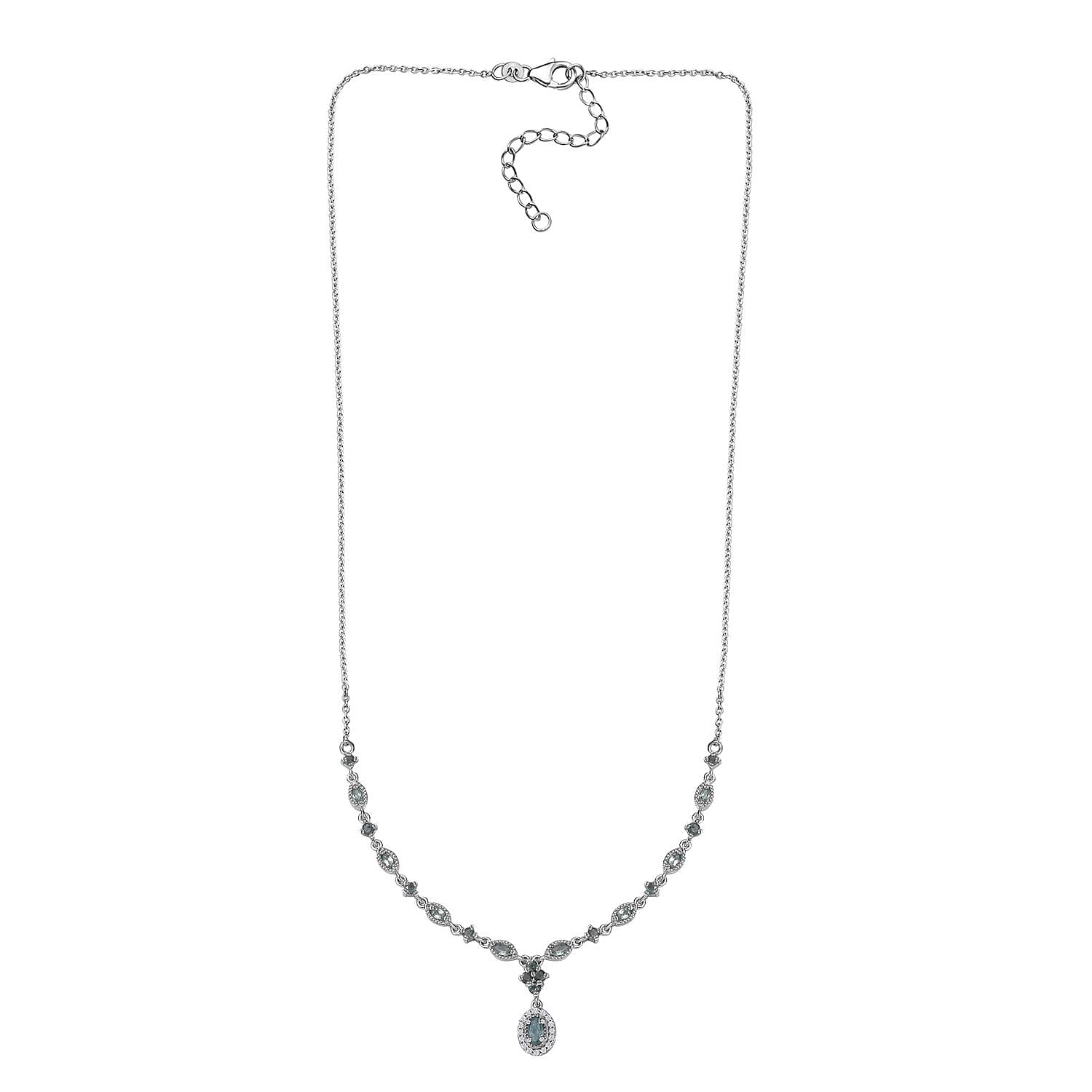 D'Joy Narsipatnam Alexandrite and White Zircon Necklace 18-20 Inches in Platinum Over Sterling Silver 1.75 ctw