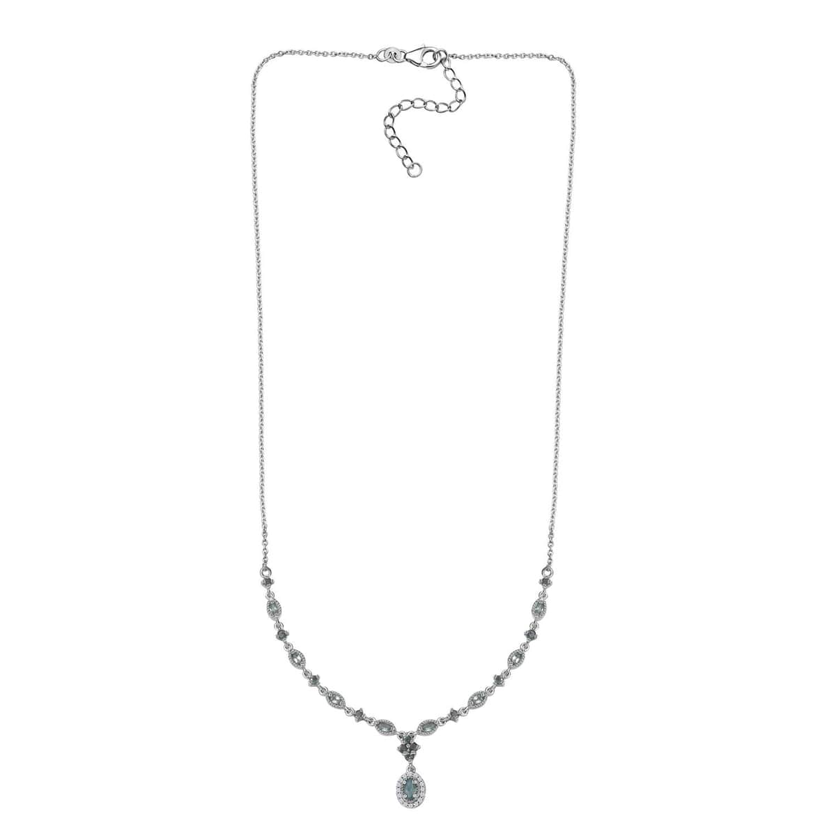 Narsipatnam Alexandrite and White Zircon Necklace 18-20 Inches in Platinum Over Sterling Silver 1.75 ctw image number 3