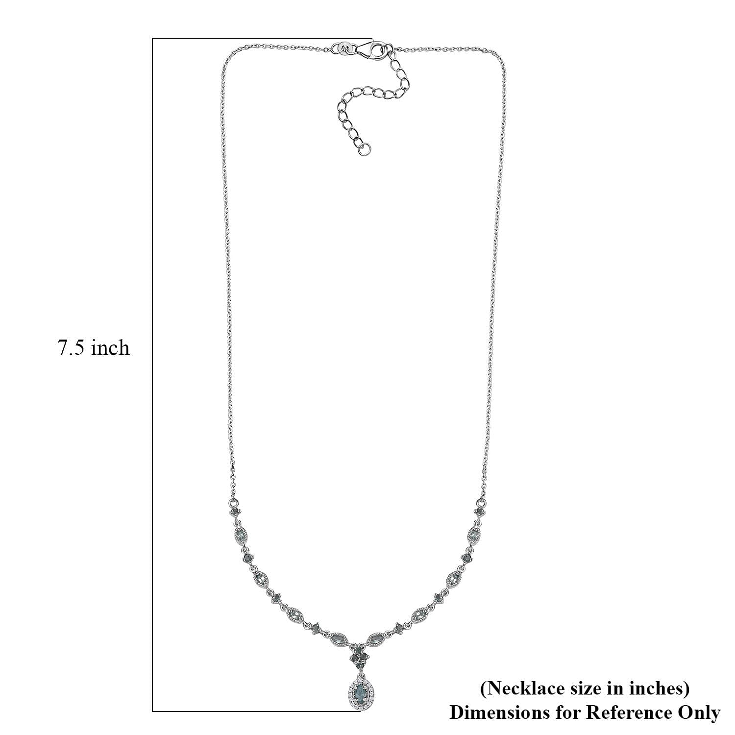 D'Joy Narsipatnam Alexandrite and White Zircon Necklace 18-20 Inches in Platinum Over Sterling Silver 1.75 ctw