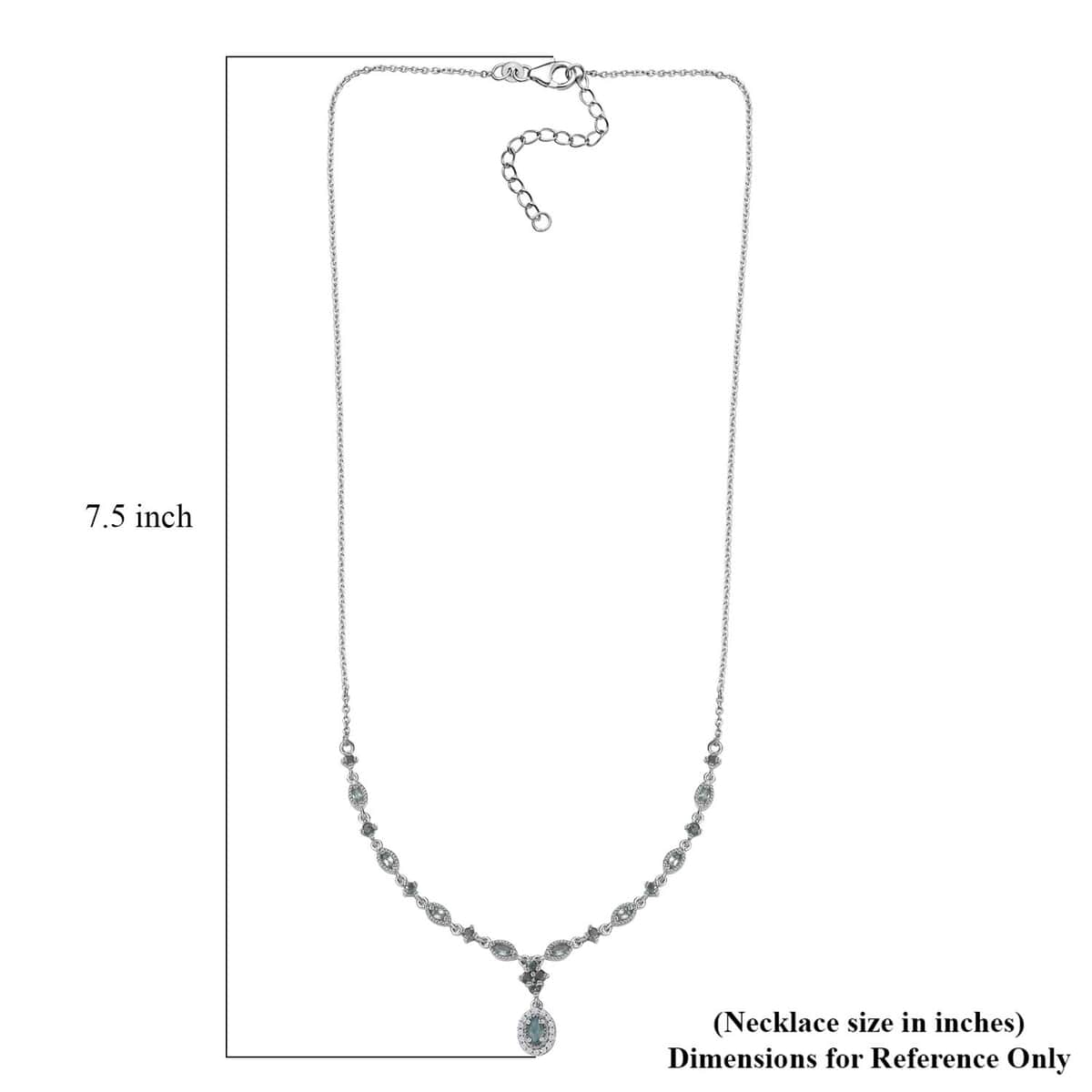 Narsipatnam Alexandrite and White Zircon Necklace 18-20 Inches in Platinum Over Sterling Silver 1.75 ctw image number 5