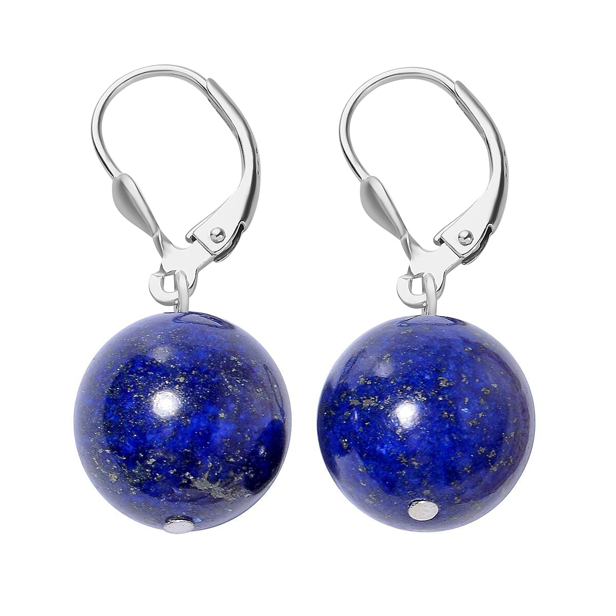 Lapis Lazuli Lever Back Earrings and Beaded Stretch Bracelet in Stainless Steel 383.50 ctw