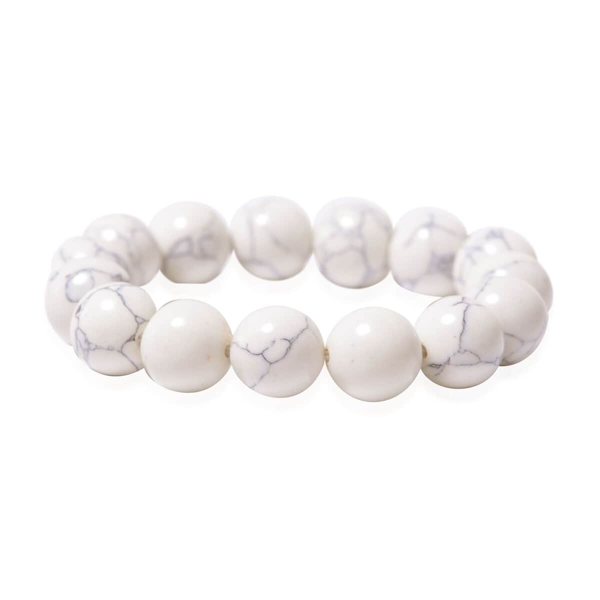 White Howlite Lever Back Earrings and Beaded Stretch Bracelet in Stainless Steel 266.50 ctw image number 2