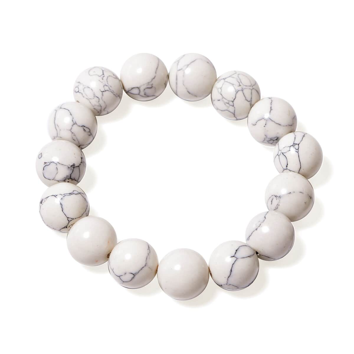 White Howlite Lever Back Earrings and Beaded Stretch Bracelet in Stainless Steel 266.50 ctw image number 3
