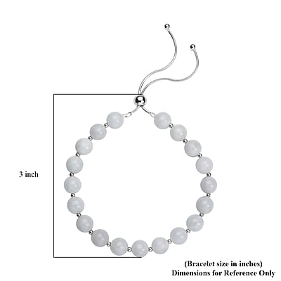 White Jade Beaded Bolo Bracelet in Sterling Silver 70.00 ctw