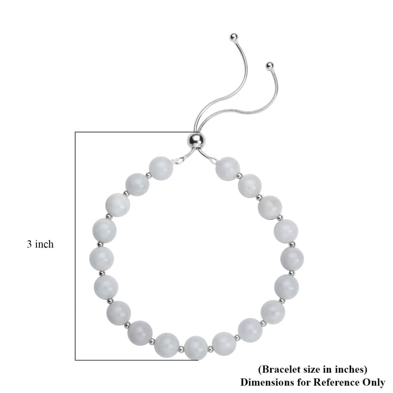 White Jade Beaded Bolo Bracelet in Sterling Silver 70.00 ctw