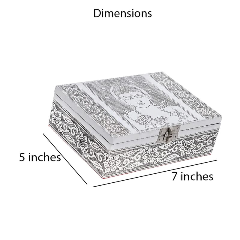 Set of 2 Aluminum Oxidized Buddha Embossed Jewelry Storage Box