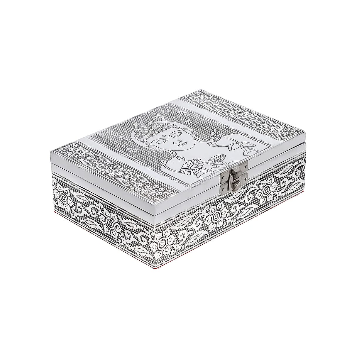 Set of 2 Aluminum Oxidized Buddha Embossed Jewelry Storage Box image number 4