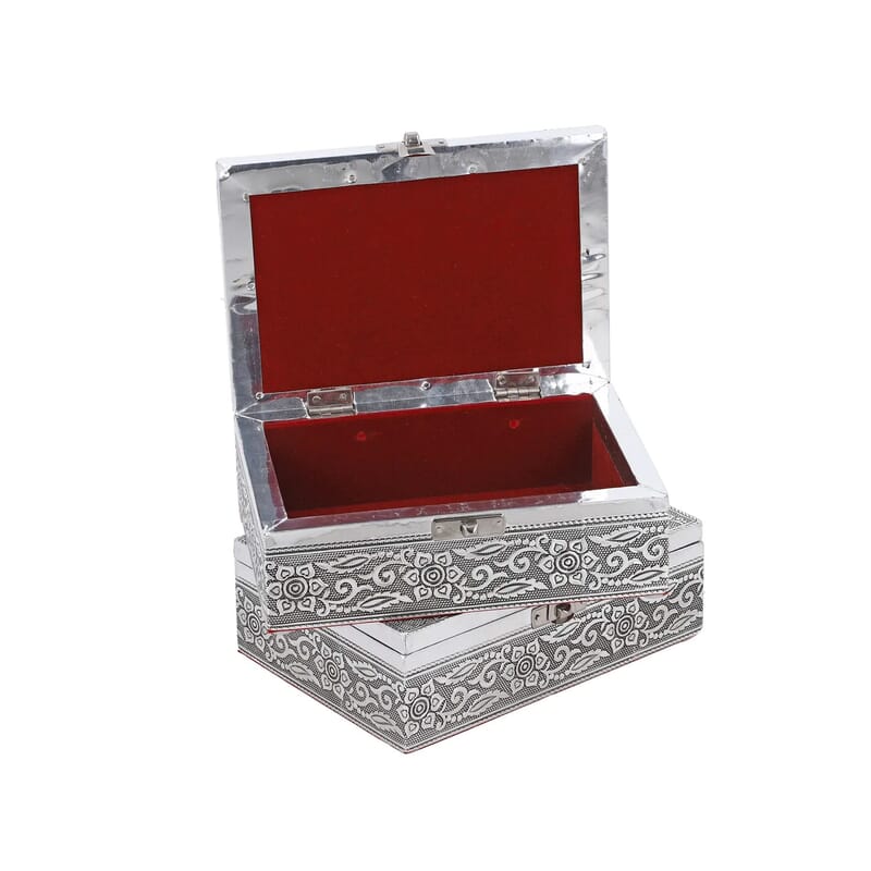Set of 2 Aluminum Oxidized Buddha Embossed Jewelry Storage Box