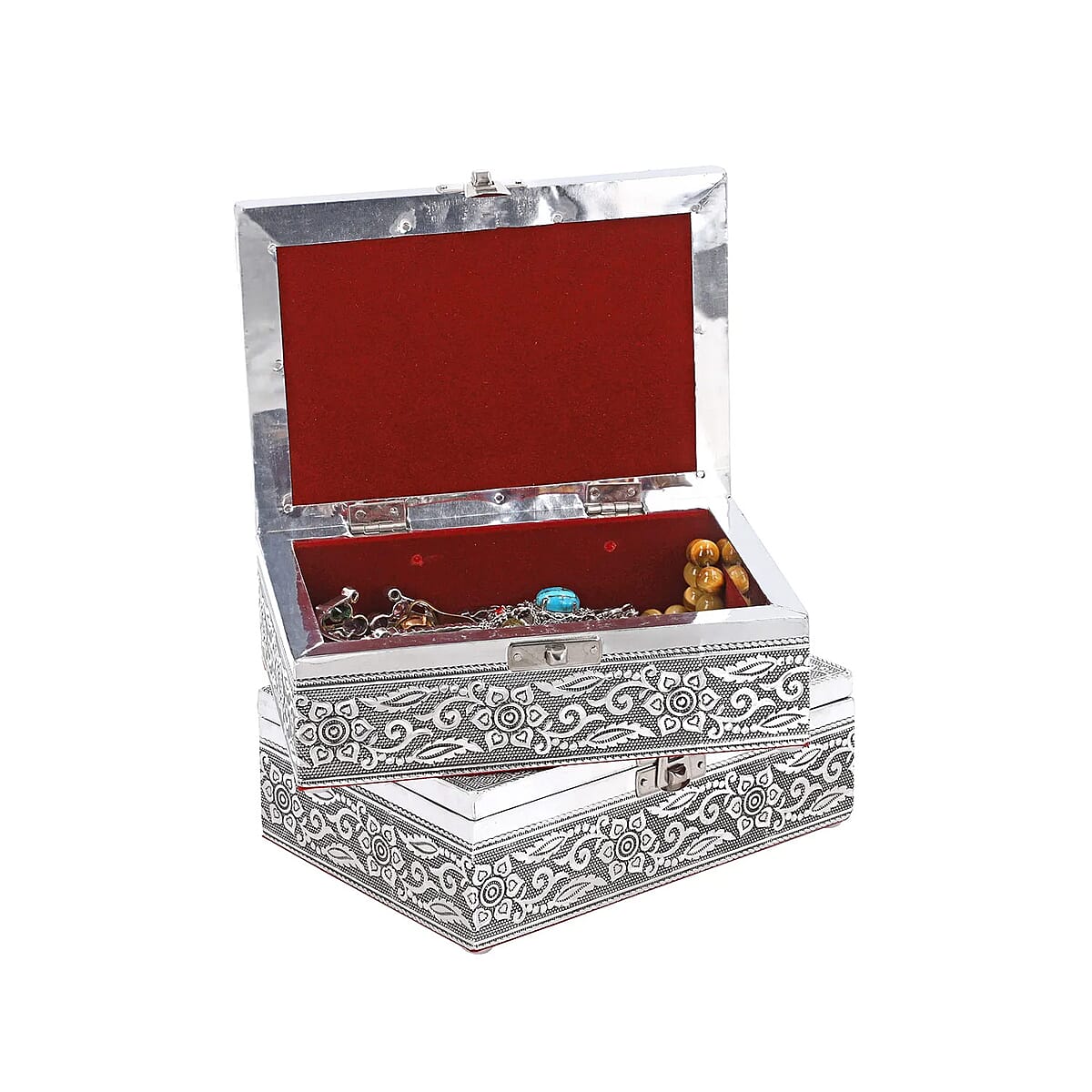 Set of 2 Aluminum Oxidized Buddha Embossed Jewelry Storage Box image number 6