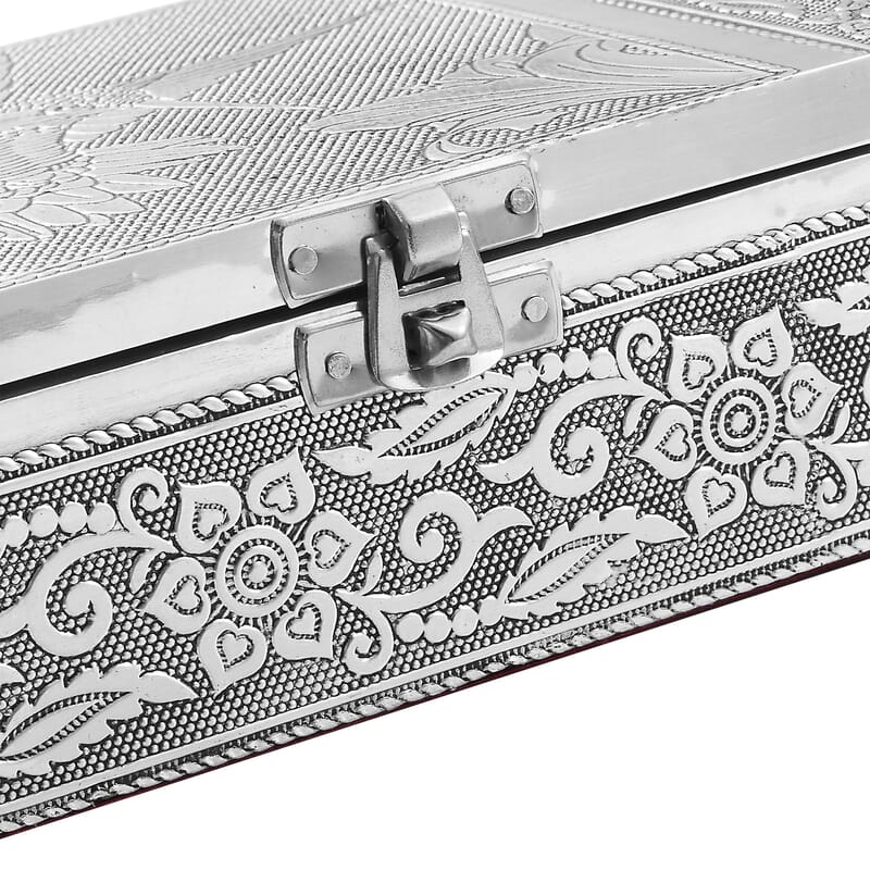 Set of 2 Aluminium Oxidized Woodpecker and Singing Bird Embossed Jewelry Storage Box