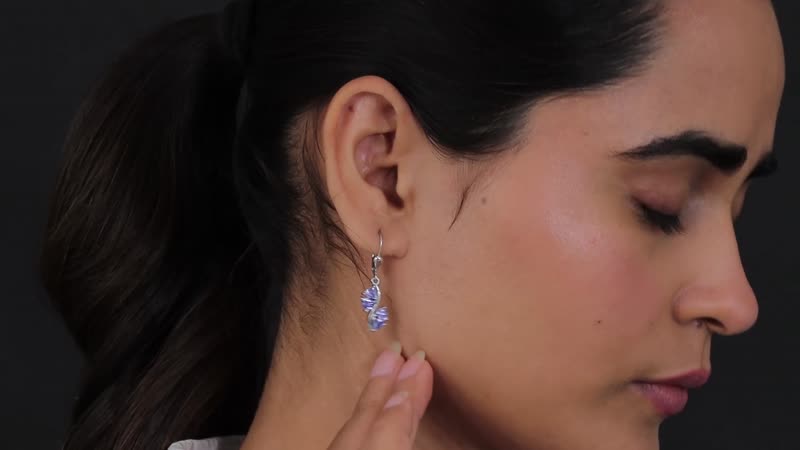 1.83 ctw Tanzanite Lever Back Earrings in Platinum Over Sterling Silver